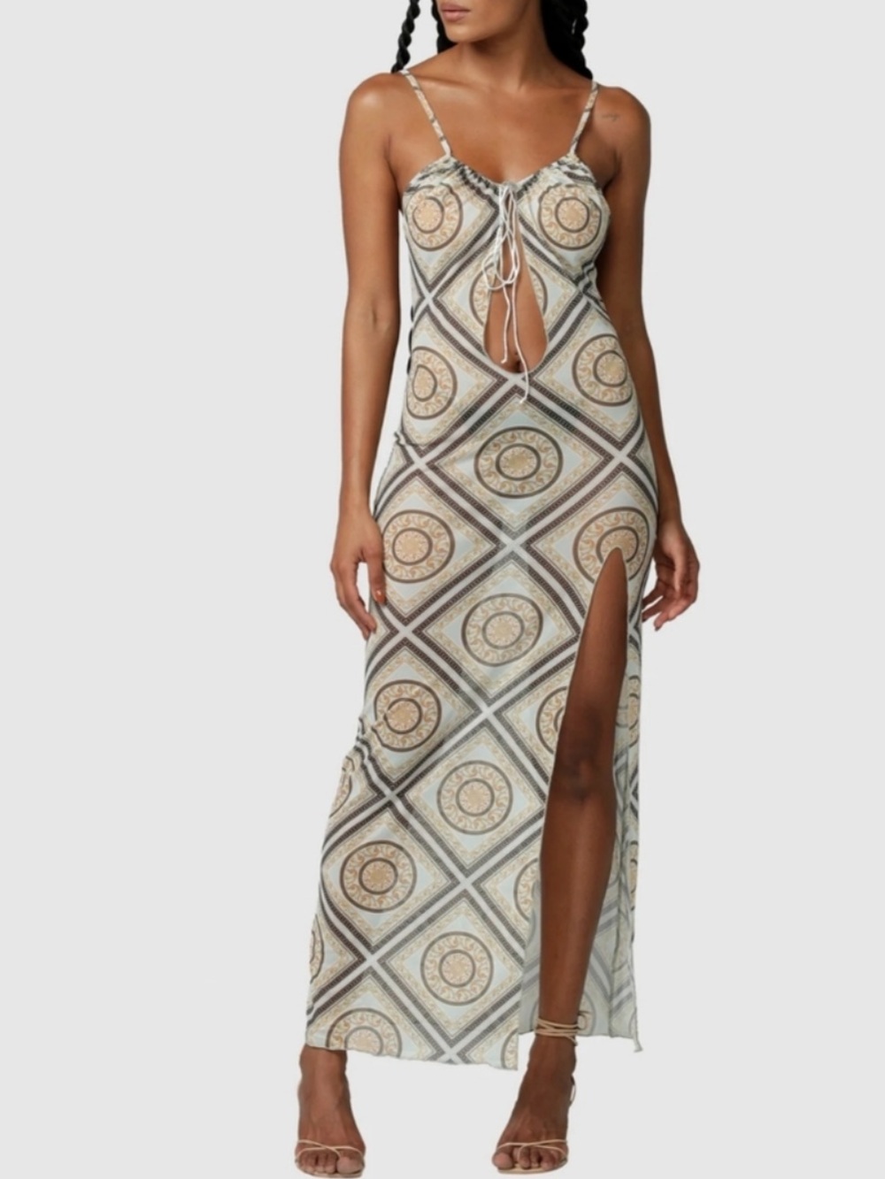 Jagger & Stone Dress Sheer Mesh Maxi Cut Out Coverup Festival Size Extra Small